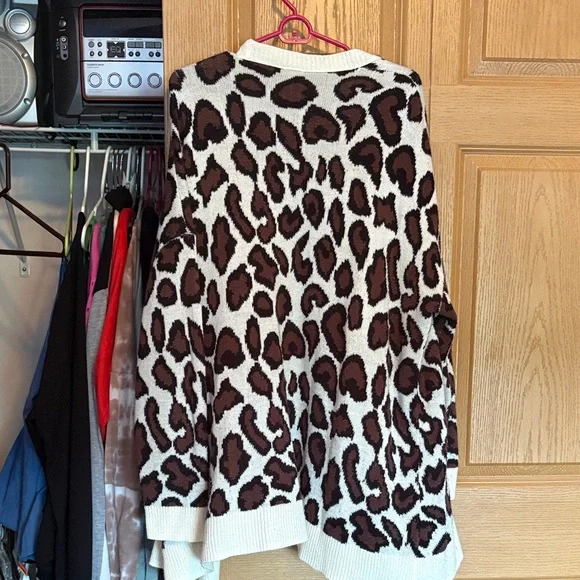 Leopard Print Open Front Cardigan Sweater - Picture 4 of 4